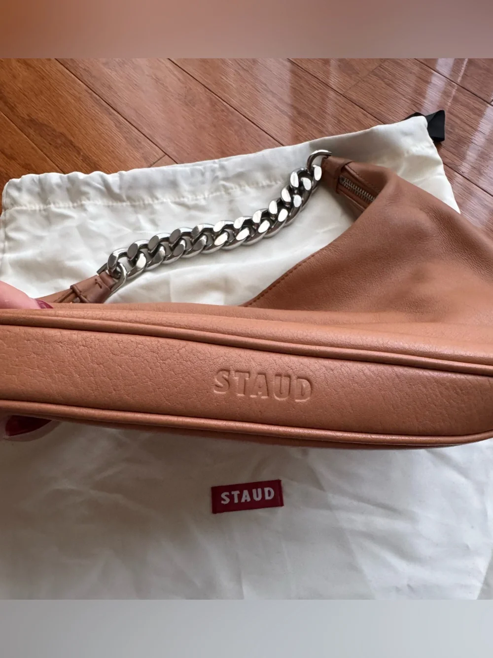 STAUD Sasha Chain Hobo Bag Tawny
